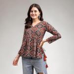 omen's Poly Rayon Printed Alia Cut Peplum Top | Top for Office | Women's Tunics | Short Kurti Women| Regular Fit