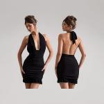 Sleeveless Backless mini Length Short Dress for Women | Women’s Mini Length Dress | Soft Stretchable Lycra Bodycon Dress with Gathered Skirt |