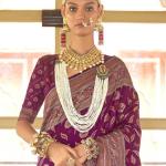 Floral Pattern Saree with Contrast Border