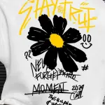 AUSK Men Graphic Print Oversized Fit Sweatshirt For Men (White, S)